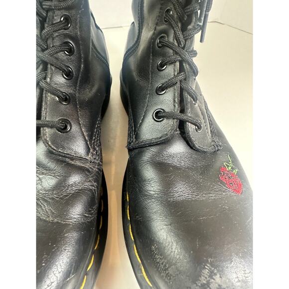 *Flawed Doc Dr. Marten 1914 Vonda Leather Lace up Embroidered Rose Boots US 10 - Picture 6 of 15